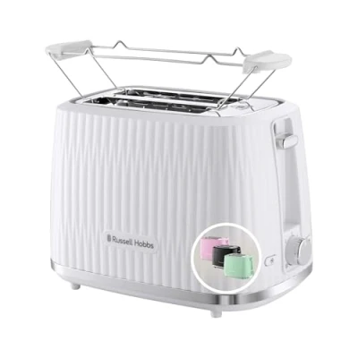 Abbildung von Russell Hobbs Toaster [für 2 Scheiben] Eden (6 Bräunungsstufen, Hebefunktion, Auftau , Aufwärm &amp; Stoppfunktion, Krümelschublade, Brötchenaufsatz, Weiß) 27370 56