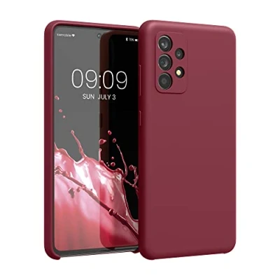 Abbildung von kwmobile Hülle kompatibel mit Samsung Galaxy A52 / 5G A52s Silikon Handy Case Handyhülle weiche Oberfläche kabelloses Laden Rhabarber Rot