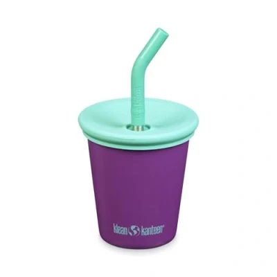 Abbildung von lean Kanteen Kid Cup Edelstahlbecher mit Strohhalm Deckel, 284 ml, Sparkling Grape