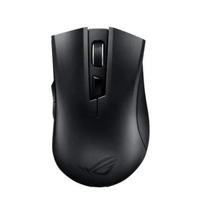 Abbildung von ASUS ROG Strix Carry kabellose optische Gaming Maus (duale Drahtlos Konnektivität über 2,4GHz RF oder Bluetooth, 7200 dpi, 300+ Stunden Akkulaufzeit, ergonomisch, schwarz)
