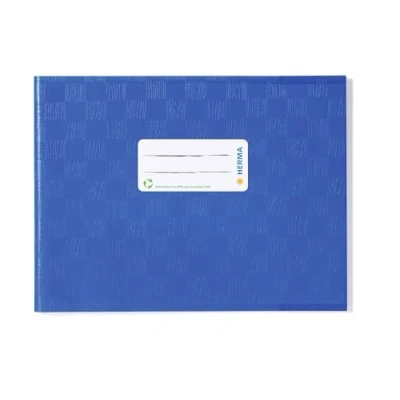 Abbildung von HERMA 19841 Heftumschläge A5 Quer Bast Blau, 10 Stück, Hefthüllen mit Beschriftungsetikett &amp; Baststruktur aus strapazierfähiger abwischbarer Polypropylen Folie, Heftschoner für Schulhefte, farbig