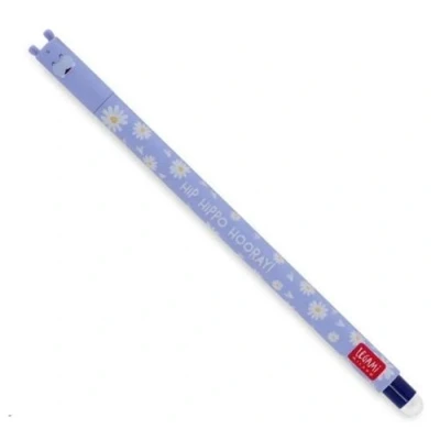 Abbildung von LEGAMI Löschbarer Gelschreiber, Nilpferd, thermoempfindliche Tinte, 0,7 mm Spitzendurchmesser, 15 cm Länge, blaue Tinte (2 Stifte)