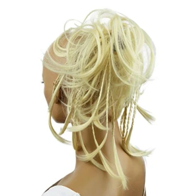 Abbildung von CAISHA XXL Haarteil Haargummi Daisy Dutt Hochsteckfrisuren Mit Geflochtenen Zöpfen Gewellt Kunstfaser Hitzebeständig DM17cm Platinblond G3D
