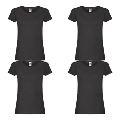 Abbildung von GIDUTEX Damen Tshirt von Fruit of The Loom 2er 3er 4er Pack S 2XL (DE/NL/SE/PL, Alphanumerisch, XL, Regular, 4, Black)