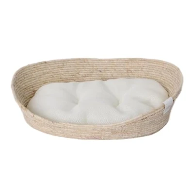 Abbildung von Dehner Premium Lovely Kuschelbett Tiefer Schlaf, 58 x 48 18 cm, Naturmaterial/Plüsch, weiß/beige