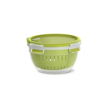 Abbildung von Emsa N10722 Clip &amp; Go Fruit Bowl Frischhaltedose 1,1 L Siebeinsatz für länger anhaltende Frische 100 % dicht Dichtung, Grün