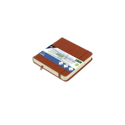 Abbildung von Kangaro Art Skizzenbuch 12x12cm Cognac PU Hardcover 80 Blatt 140 Gramm cremefarbenes Papier mit Gummiband und Band