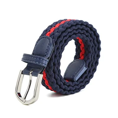 Abbildung von AnJuHoPa Mehrfarbiger elastischer Gürtel für Jungen und Mädchen 2,5 cm breit 80 lang modisch langlebig einfach zu bedienen Marine Rot