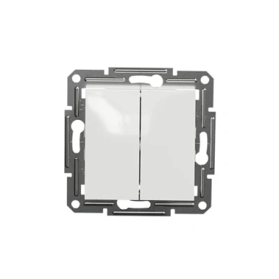 Abbildung von Schneider Electric Asfora EPH0370121D Doppelschalter Unterputz 10 AX 250V, Steckklemmen, weiß