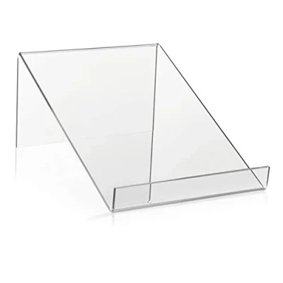 Abbildung von Buchständer/Buchstütze als Warenträger und Buchablage aus original PLEXIGLAS® (210x300x90mm)