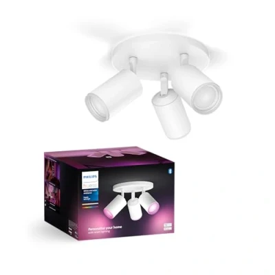 Abbildung von Philips Hue White &amp; Color Ambiance Fugato Spot 3 flg. weiß 3x350lm, dimmbar, 16 Mio. Farben, steuerbar via App, kompatibel mit Amazon Alexa (Echo, Echo Dot)