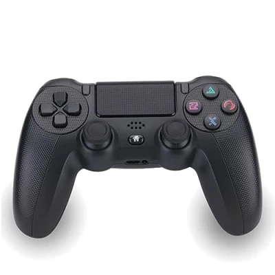Abbildung von NK Wireless Controller für PS4 / PS3 PC/Mobile mit Vibration, 6 Achsen Erkennungsfunktion, LED Licht, Touchpanel, Kopfhörerbuchse, inkl. Ladekabel Schwarz
