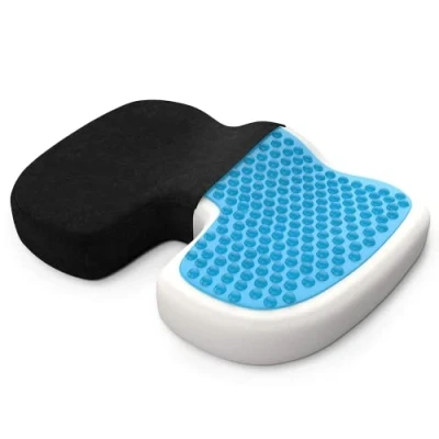 Abbildung von bonmedico Sitzkissen orthopädisch Memory Foam Gel Steißbeinkissen Ergonomisches für Auto &amp; Bürostuhl, Rollstuhlkissen Wellness Blau Velours (Standard)