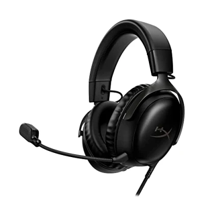 Abbildung von HyperX Cloud III Kabelgebundenes Gaming Headset, PC, PS5, Xbox Series XS, abgewinkelte 53mm Treiber, DTS, Memory Schaum, Stabiler Rahmen, ultraklares 10mm Mikrofon, USB C, A, 3,5mm, Schwarz