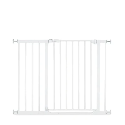 Abbildung von hauck Treppenschutzgitter Türschutzgitter Clear Step 2 inkl. 21 cm Verlängerung für Breiten 96 101 cm, Ultra Flache Schwelle, ohne Bohren, Einhändiges Beidseitiges Öffnen, Metall (White)
