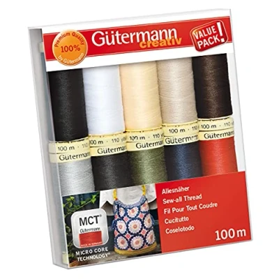 Abbildung von Gütermann creativ Nähfaden Set mit 10 Spulen Allesnäher 100 m in Basisfarben