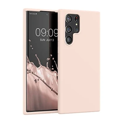 Abbildung von kwmobile Hülle kompatibel mit Samsung Galaxy S22 Ultra Silikon Handy Case Handyhülle weiche Oberfläche kabelloses Laden Coconut Swirl