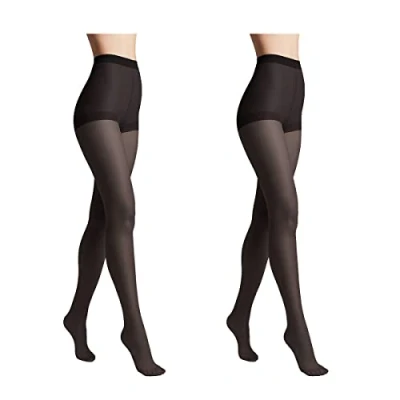 Abbildung von Conte elegant 2er Pack langlebige Damenstrumpfhose Halbmatt SOLO 40 DEN Damen Feinstrumpfhose Strumpfhose mit markiertem Höschenteil Einfarbig Farbe Schwarz Größe 2