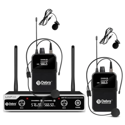Abbildung von Mikrofon Kabellos set,Bodypack Transmitter/Headset Kopfbügel Funkmikrofon/Lavalier Ansteckmikrofonen,80m Reichweite UHF Wireless Microphone für Gesang, Karaoke, Kirche, DJ（2 Bodypack)