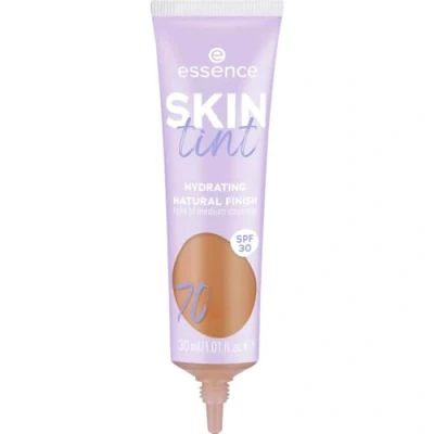 Abbildung von essence SKIN tint, Make up, Nr. 70, Braun, feuchtigkeitsspendend, natürlich, vegan, ölfrei, UVA und UVB Filter + SPF 30, ohne Parfüm, 1er Pack (30ml)