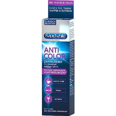 Abbildung von Rapid White Anti Color Zahnpasta, für Weißere Zähne, Ohne Wasserstoffperoxid, Wirksame Formel, 75 ml