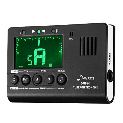 Abbildung von Donner 3 in 1 Metronom Stimmgerät Gitarre Tuner Tongenerator mit LCD Display Elektronisches Clip on für Gitarre, Ukulele, Bass, Violin, Mandoline, Klavier, Trompete, Chromatischer, (DMT 01)