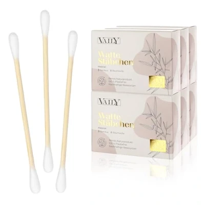 Abbildung von Vaily Bambus Wattestäbchen 1200er Pack Nachhaltige Reinigungsstäbchen Fusselfreie Ohrenstäbchen Biologisch Abbaubar