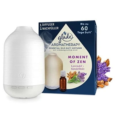 Abbildung von Glade Aromatherapy Essential Oils Duft Diffuser Starterset Nachfüller, Moment of Zen, Lavendel + Sandelholz, 17.4ml