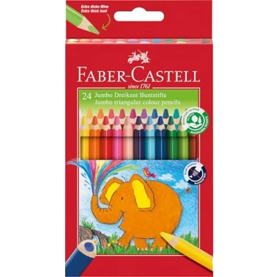 Abbildung von FABER CASTELL 116524 Jumbo Buntstifte dreikant, 5.4 mm, 24er Karton