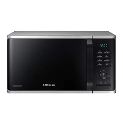 Abbildung von Samsung MS2AK3515AS/EG Mikrowelle, 800 W, 23 ℓ Garraum, 48,9 cm Breite, Kratzfester Keramik Emaille Inneraum, QuickDefrost Auftauprogramme, Silber
