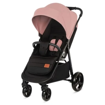 Abbildung von Kinderkraft GRANDE PLUS buggy von Geburt bis 22 kg, Zusammenklappen mit einer Hand, Liegeposition, großes Verdeck Fenster, alle 4 Räder gedämpft, geräumige Sitz, Rosa