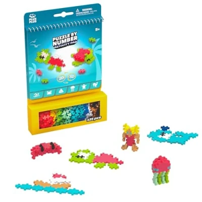 Abbildung von Plus 3991 Geniales Konstruktionsspielzeug, Activity Pad Meer, Baustein Set für 2D und 3D Figuren, Kreativ Bausteine Kinder ab 5 Jahren, 125 Teile