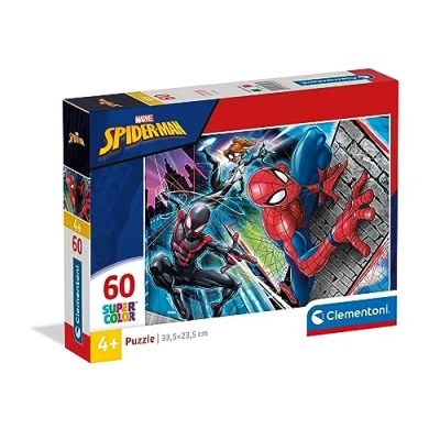 Abbildung von Clementoni 26048 Supercolor Spiderman Puzzle 60 Teile ab 4 Jahren, buntes Kinderpuzzle mit besonderer Leuchtkraft &amp; Farbintensität, Geschicklichkeitsspiel für Kinder