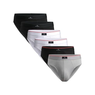 Abbildung von DANISH ENDURANCE 6er Pack Herren Slips, Klassischer Slip aus Baumwolle, Weiche Unterwäsche, Mehrfarbig (2X Schwarz, 2X Weiß, 1x Schwarz/Rot, Grau), XXL