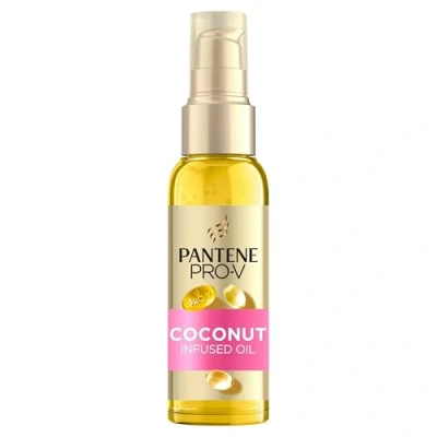 Abbildung von Pantene Pro V Coconut Infused Haaröl für Intensive Feuchtigkeit, Haarpflege Glanz, Trockenes Haar, Trockene Haare, Haarpflege, Haaröl, Haar Öl, Beauty, Gold, 100ml