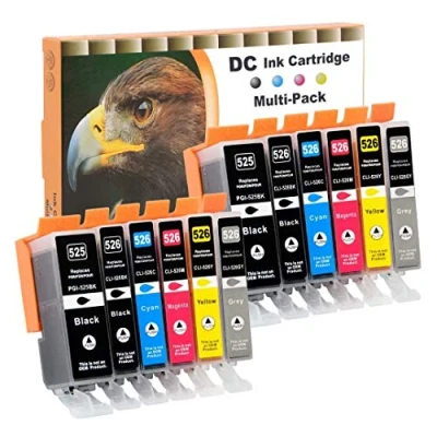 Abbildung von D&amp;C 12x Druckerpatronen Kompatibel für Canon PGI 525 CLI 526 Pixma MG5250 MG5300 MG5340 MG5350 MG6250 MG8150 MG8250 MX885 MX895 IP4840 IP4850 IP4900 MG5140 MG5150 MG5240 MX710 MX715 MG6100