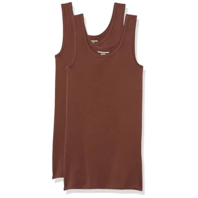 Abbildung von Amazon Essentials Damen Tanktop, Schmale Passform, 2er Pack, Braun, L