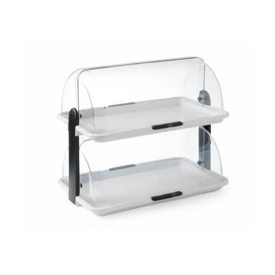 Abbildung von HENDI Buffetvitrine mit Rolltop Haube 2 Etagen 46,5 x 31 41 cm ABS Kunststoff, Gastro Präsenter