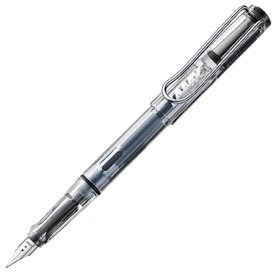 Abbildung von Lamy safari vista Füller Füllhalter mit ergonomischem Griff &amp; polierter Linkshänder Stahlfeder (LH) in Strichbreite M robuster ASA Kunststoff inkl. Tintenpatrone T 10 blau