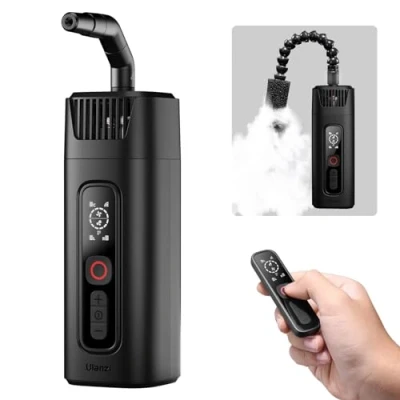 Abbildung von ULANZI FM01 Nebelmaschine Mini, 40W Tragbare mit 10m Kabelloser Funkfernbedienung, Fog Rauchmaschine, Fogger Akku für Fotografie, Video Shooting, Hochzeit, Party