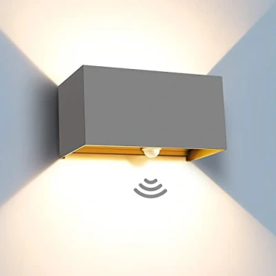 Abbildung von Kingwen 20W LED Außenlampe mit Bewegungsmelder Grau Wandleuchte Innen/Aussen 3000K Innen Warmweiß Rechteckig Verstellbar Abstrahlwinkel Wandlampe IP65