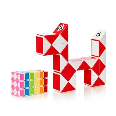 Abbildung von CUBIDI® Original Magic Snake 24 Blöcke Rot Knobelspiele für Kinder und Erwachsene Ideal als Mitgebsel Kindergeburtstag, Kindergeburtstag Gastgeschenke oder kleine Geschenke