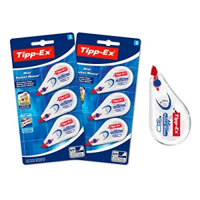 Abbildung von Tipp Ex Korrekturroller Mini Pocket Mouse, 6 m x 5 mm, 2x3er Pack, Ideal für das Büro, Home Office oder die Schule