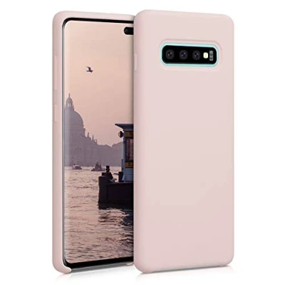Abbildung von kwmobile Hülle kompatibel mit Samsung Galaxy S10 Plus / S10+ Silikon Handy Case Handyhülle weiche Oberfläche kabelloses Laden Altrosa matt