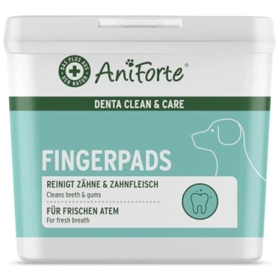 Abbildung von AniForte Denta Clean &amp; Care Fingerpads für Hunde 50 Stück Fingerlinge zur Zahnpflege Zahnreinigung, pflegt Zähne Zahnfleisch, reduziert Plaque, Pads Mundhygiene frischen Atem