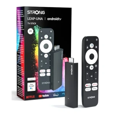 Abbildung von STRONG 2K Android TV Streaming Stick Leap UNA Wi Fi 5 Chromecast Built in Kompatibel mit Google Assistant Bluetooth Einfache Installation Schwarz