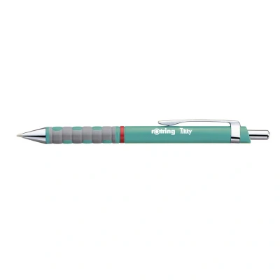 Abbildung von ROTRING Tikky Kugelschreiber in Pastellfarben blaue Tinte mittlere Spitze (1,0 mm) Schaft Sea Blue federleicht mit gummiertem Soft Touch Griff 12 Stück