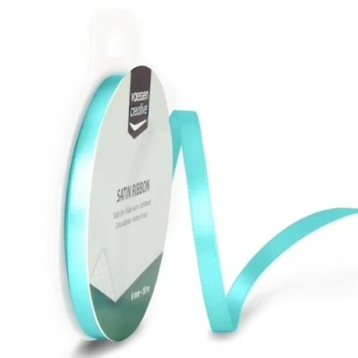 Abbildung von Vaessen Creative 301002 1011 Satinband Aqua, 6 mm x 10 Meter, Schleifenband, Dekoband, Geschenkband und Stoffband für Hochzeit, Taufe Geburtstagsgeschenke, 6MM