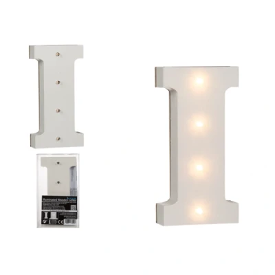 Abbildung von Beleuchteter Holz Buchstabe I, mit 4 LED, ca. 16 cm