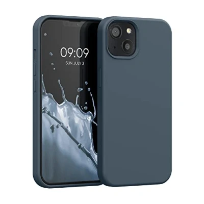 Abbildung von kwmobile Handyhülle für iPhone 13 Hülle, Case Hülle Silikon kabelloses Laden Dunkler Schiefer